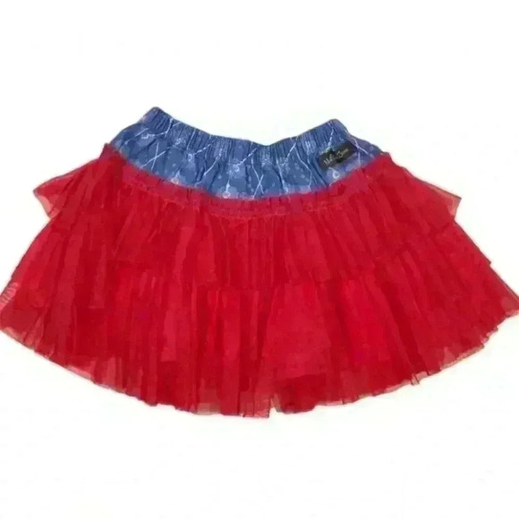 Matilda Jane Girls Tutu Skirt Red Floral Layered - Size 2 - Picture 2 of 5
